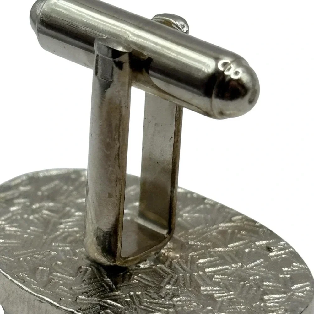 Horse‎ Mustang Cufflinks Vintage Silver Tone Oval Bullet Back Textured Stallion